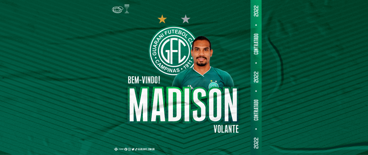 Clube confirma segunda contratação: Volante Madison vindo do Confiança-SE