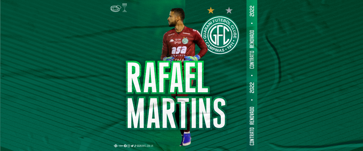 Goleiro Rafael Martins também tem anuncio de contrato até o final de 2022